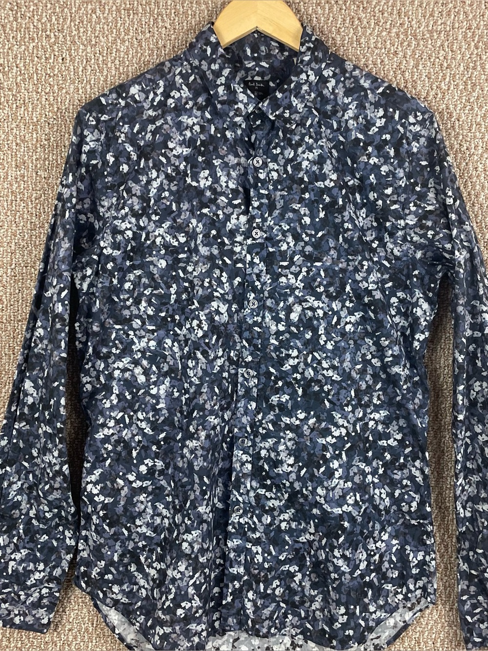 Paul Smith Shirt Mens Medium (Fits Small) Blue Floral Long Sleeve Button Up B33
